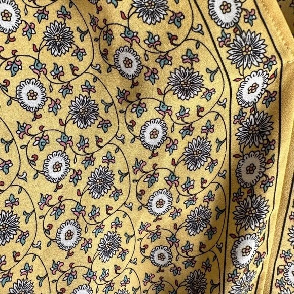 MAX STUDIO Yellow Floral Ladies V-Neck Peasant Boho Career Blouse, S - Picture 8 of 8